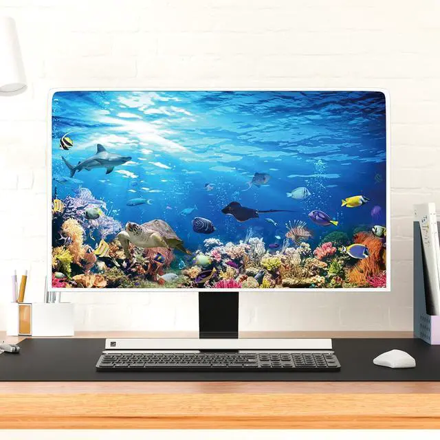 Alt view image 4 of 7 - Underwater Waterproof Screen TV Cover 45,46,47,48 Inch Ocean Undersea Life Tropical Fish Turtle Coral Design Television Covers Dust-Proof Anti-Scratch Protective Cover for LED LCD OLED TVs