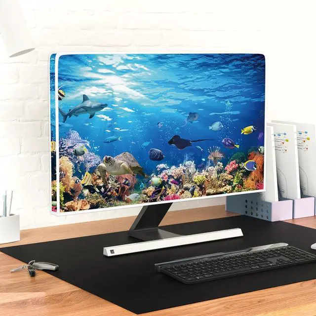 Alt view image 6 of 7 - Underwater Waterproof Screen TV Cover 45,46,47,48 Inch Ocean Undersea Life Tropical Fish Turtle Coral Design Television Covers Dust-Proof Anti-Scratch Protective Cover for LED LCD OLED TVs