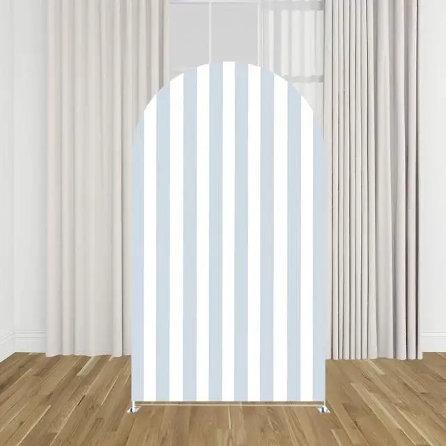 Alt view image 2 of 7 - Blue and White Vertical Stripes Arch Stretchy Fabric Covers for Baby Shower Bear Theme Arched Stand Cover Birthday Party Decoration Favors Props(Only Cover)