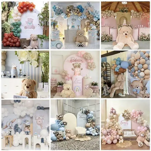 Alt view image 5 of 7 - Blue and White Vertical Stripes Arch Stretchy Fabric Covers for Baby Shower Bear Theme Arched Stand Cover Birthday Party Decoration Favors Props(Only Cover)