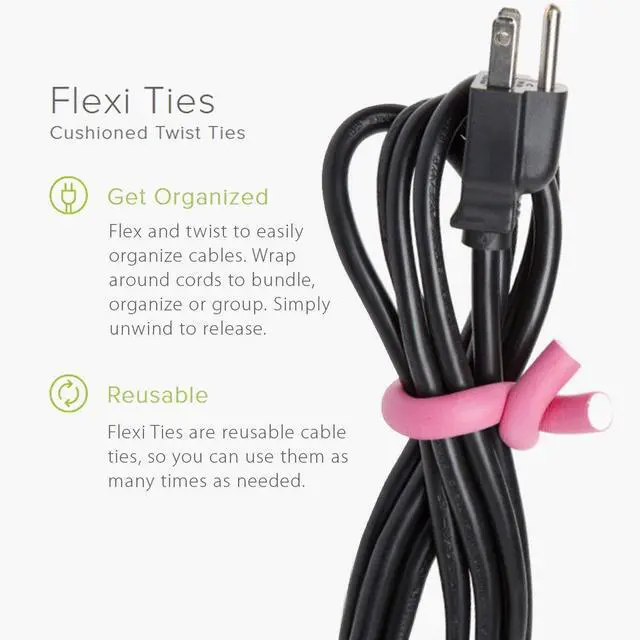 Alt view image 2 of 6 - 5" Flexi Ties Cable Wrap - (Orange/Gray/Black/Yellow/Pink/Blue) - 16 Count