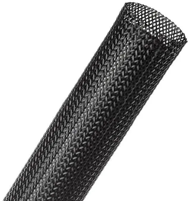 Main image of Techflex PTP Flexo PET Plus Fray Resistant Resin Coated Braided Sleeving Flexible Expandable Wire Mesh - 2" - 50 Feet - Black