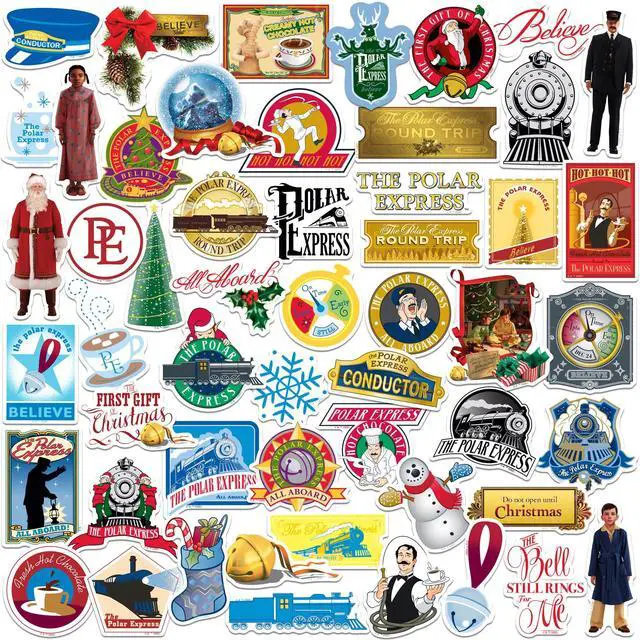 Main image of The Polar Express Classic Holiday 50 Vinyl Stickers Waterproof Die-Cut Car