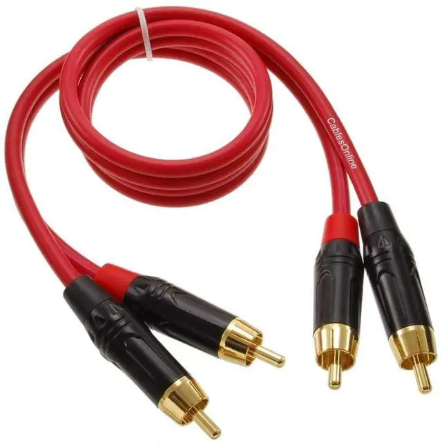 Main image of CablesOnline, 1ft. Two-RCA Male to Two-RCA Male Gold-Plated Ultra-Flexible Red Premium Audio Cable, AV-401QR