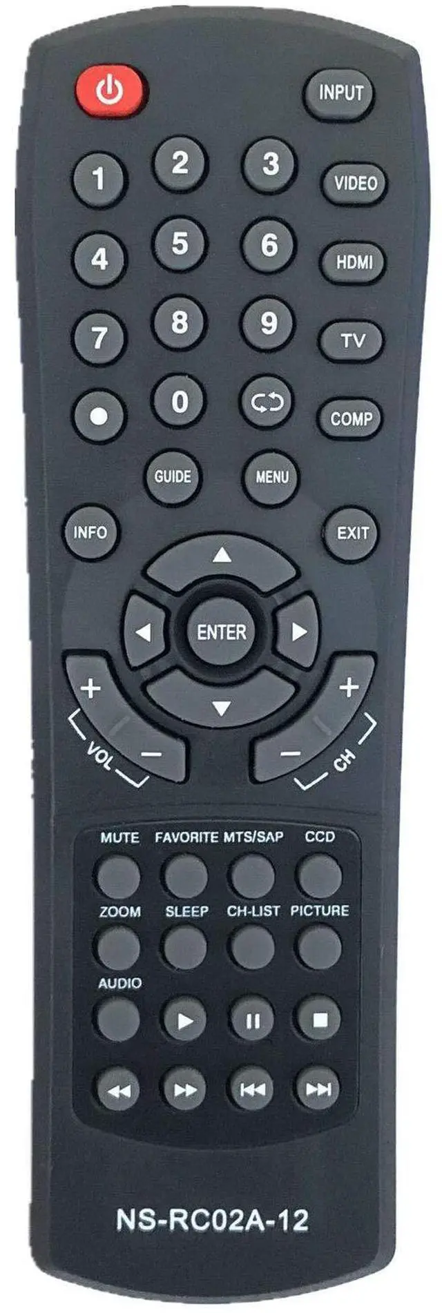 Main image of Remote Control NS-RC02A-12 for Insignia TV NS-L46Q120-10A, NS-L19X-10A | NS-L22X-10A, NS-L32X-10A, NS-L42X-10A Replacement