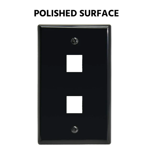 Alt view image 2 of 5 - 2 Port Keystone Jack Wall Plate with Smooth Face (50-Pack, Black)