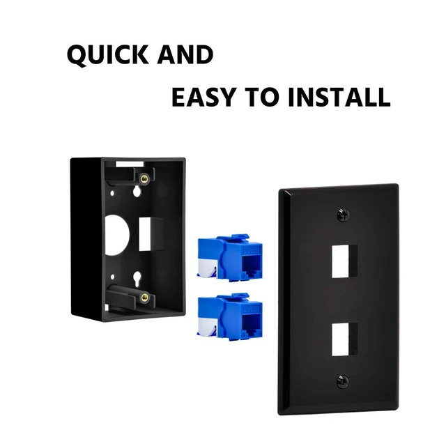 Alt view image 3 of 5 - 2 Port Keystone Jack Wall Plate with Smooth Face (50-Pack, Black)