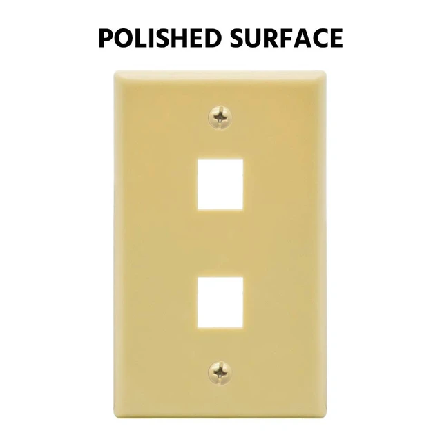 Alt view image 2 of 4 - 2 Port Keystone Jack Wall Plate with Smooth Face (50-Pack, Ivory)