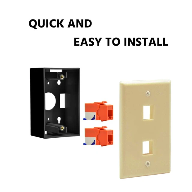Alt view image 3 of 4 - 2 Port Keystone Jack Wall Plate with Smooth Face (50-Pack, Ivory)