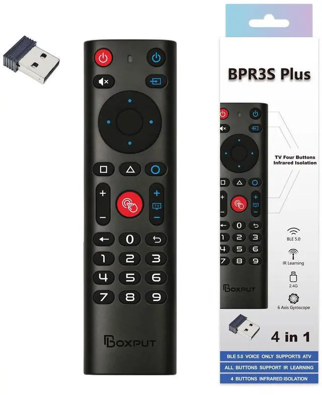 Main image of BPR3S Plus 2.4G USB Voice Remote BT Remote with Air Mouse IR Learning and 4-Key IR Isolation Replacement Remote for Android TV Box TV Stick ATV Device