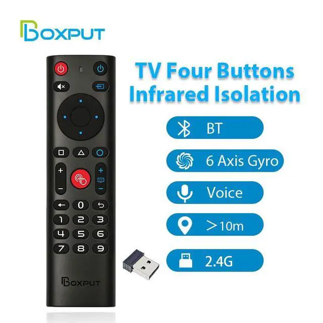 Alt view image 3 of 7 - BPR3S Plus 2.4G USB Voice Remote BT Remote with Air Mouse IR Learning and 4-Key IR Isolation Replacement Remote for Android TV Box TV Stick ATV Device