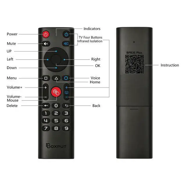 Alt view image 4 of 7 - BPR3S Plus 2.4G USB Voice Remote BT Remote with Air Mouse IR Learning and 4-Key IR Isolation Replacement Remote for Android TV Box TV Stick ATV Device