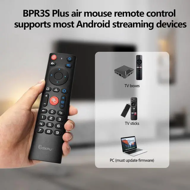Alt view image 5 of 7 - BPR3S Plus 2.4G USB Voice Remote BT Remote with Air Mouse IR Learning and 4-Key IR Isolation Replacement Remote for Android TV Box TV Stick ATV Device