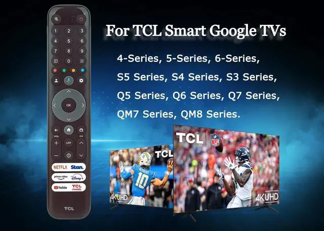 Alt view image 3 of 7 - OEM Replacement Google Voice Remote Control RC813 fits for All TCL Google TV LED QLED 4K UHD Smart TV with 6 Shortcut Buttons Netflix, Stan., Prime Video, Disney+, YouTube, TCL Buttons. (RC833)