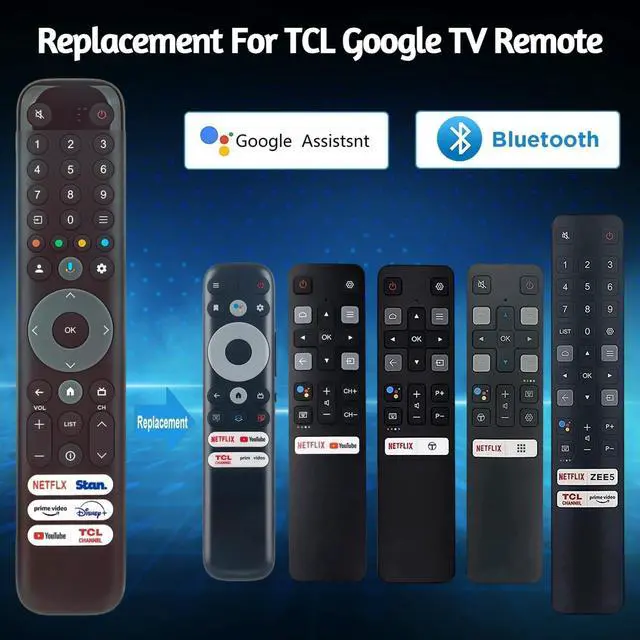 Alt view image 4 of 7 - OEM Replacement Google Voice Remote Control RC813 fits for All TCL Google TV LED QLED 4K UHD Smart TV with 6 Shortcut Buttons Netflix, Stan., Prime Video, Disney+, YouTube, TCL Buttons. (RC833)