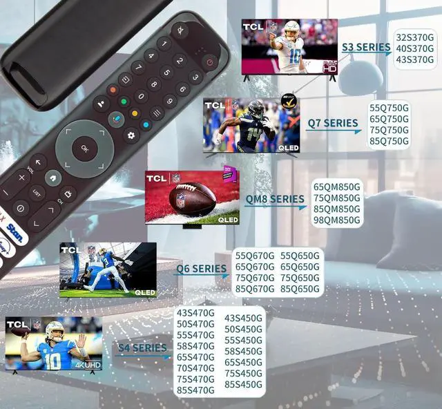 Alt view image 5 of 7 - OEM Replacement Google Voice Remote Control RC813 fits for All TCL Google TV LED QLED 4K UHD Smart TV with 6 Shortcut Buttons Netflix, Stan., Prime Video, Disney+, YouTube, TCL Buttons. (RC833)