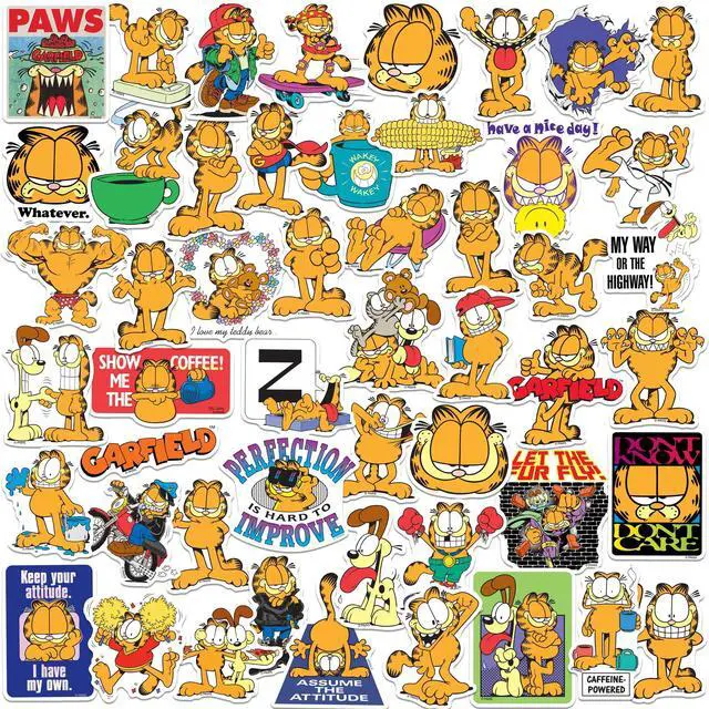 Main image of Garfield 50ct Die Cut Vinyl Stickers Variety, Tablet, Indoor & Outdoor Use