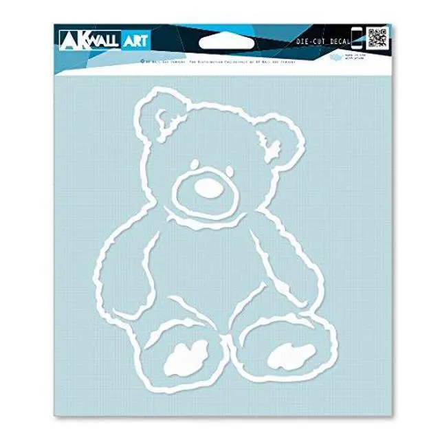 Alt view image 2 of 2 - Teddy Bear Vinyl Sticker Decal, Large - 12 inch, White | For Car, Wall, Indoor or Outdoor, Waterproof