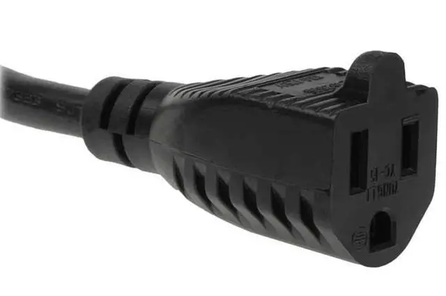 Alt view image 5 of 7 - 1ft 16/3 AWG Ultra Low Profile NEMA 5-15P Right Angle to NEMA 5-15R Power Cord, Black