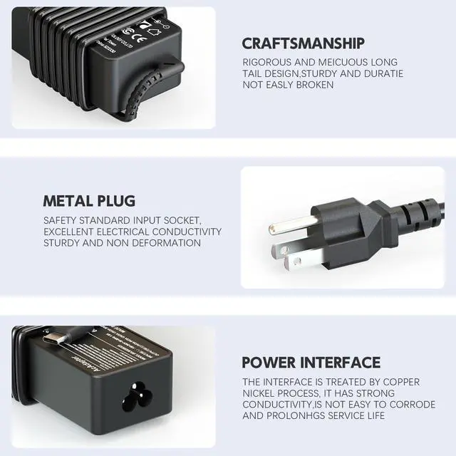 Alt view image 4 of 7 - 65W 45W USB-C Laptop Charger Compatible with Lenovo X1 Carbon, ThinkPad T480/T490/T14/T14s, Yoga C740, IdeaPad Flex 5/E15, and ADLX65 Series (20V 3.25A)