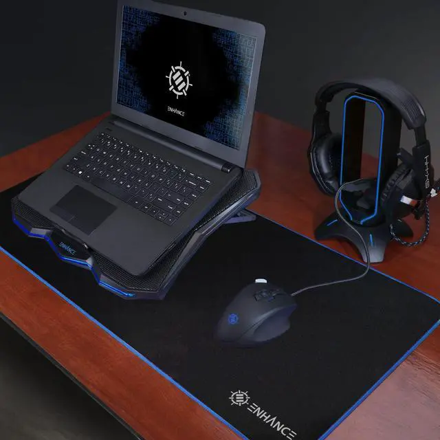 Alt view image 7 of 7 - Cryogen 5 Gaming Laptop Cooling Pad Stand - Laptop Cooler with 7 Adjustable Height Settings & Dual USB Ports up to 17 inches - 1 Ultra Quiet High Performance LED Fan 800 RPM - Blue