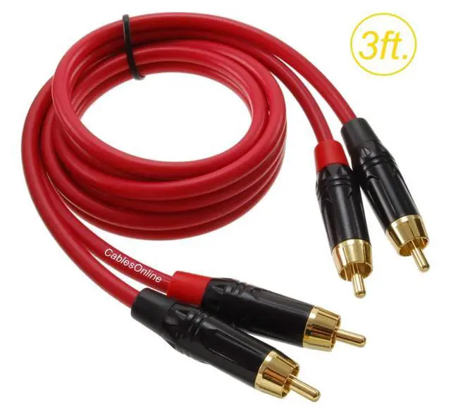 Alt view image 2 of 3 - CablesOnline, 3ft. Two-RCA Male to Two-RCA Male Gold-Plated Ultra-Flexible Red Premium Audio Cable, AV-403QR