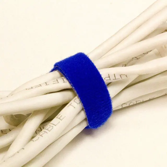 Alt view image 5 of 5 - 6 Inch Hook and Loop Reusable Strap Cable Cord Wire Ties 25 Pack Blue