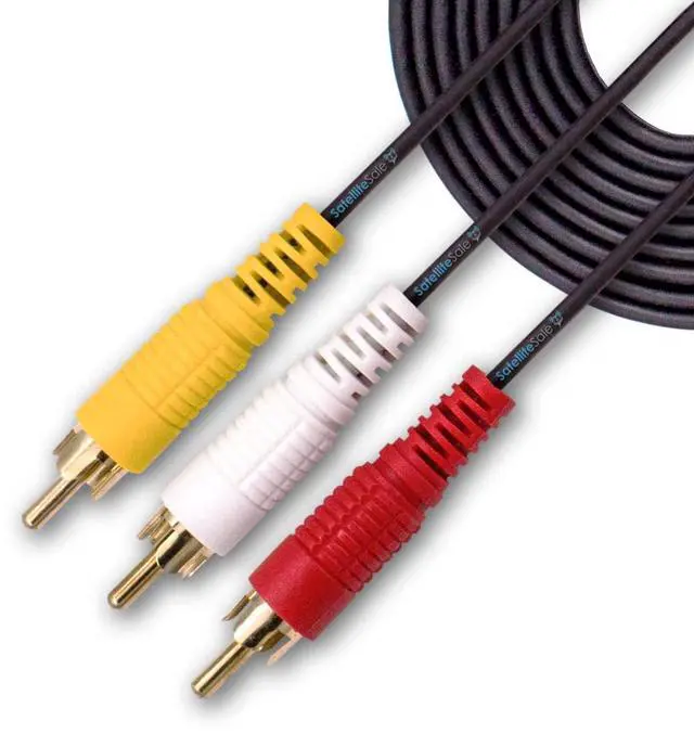 Main image of 3 Male to 3 Male RCA Audio Video AV Composite Cable Universal Wire PVC Black Cord 12 feet