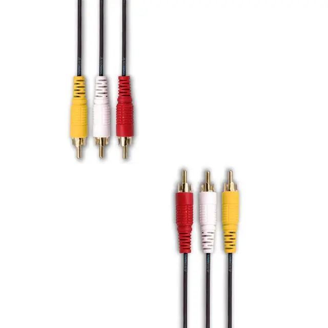 Alt view image 2 of 6 - 3 Male to 3 Male RCA Audio Video AV Composite Cable Universal Wire PVC Black Cord 12 feet