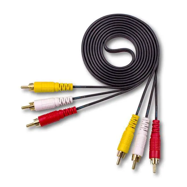 Alt view image 3 of 6 - 3 Male to 3 Male RCA Audio Video AV Composite Cable Universal Wire PVC Black Cord 12 feet