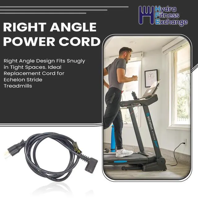 Alt view image 2 of 7 - Right Angle Power Cord 10FT Heavy Duty 16AWG AC Power Cable, Heat-Resistant & Flexible Treadmill, Elliptical, Fitness Equipment Replacement