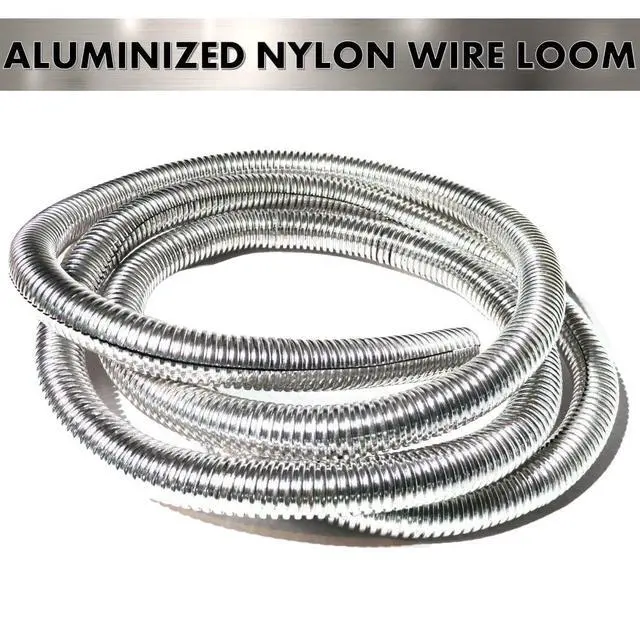 Alt view image 2 of 7 - Bentley Harris ConvoShield Aluminized Nylon Wire Loom Tubing 1/2" Inch Diameter 39 Inch Long | Chrome Finish Wire Loom | High Temp. For Automotive Applications