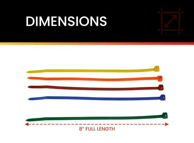 Alt view image 4 of 6 - Pro Tie AC8SD100 8-Inch Assorted Color Standard Duty Color Cable Tie, Assorted Nylon, 100-Pack