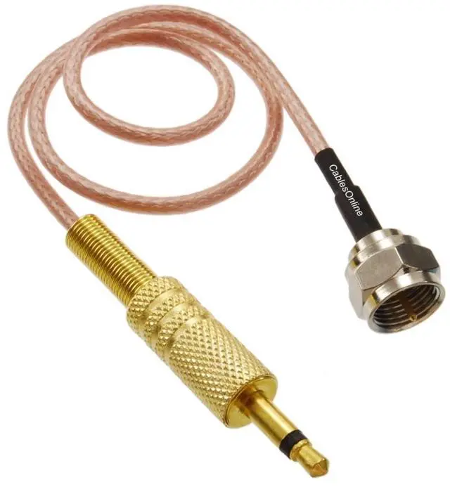 Main image of CablesOnline, 1-Foot F-Type Male to 3.5mm (1/8") TS Male 50-Ohm RG316 Coax Low Loss Jumper RF Cable, RF-F3101