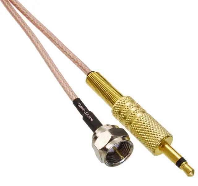 Alt view image 3 of 4 - CablesOnline, 1-Foot F-Type Male to 3.5mm (1/8") TS Male 50-Ohm RG316 Coax Low Loss Jumper RF Cable, RF-F3101
