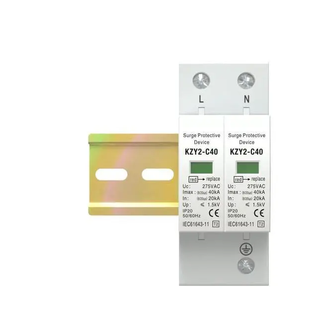 Alt view image 3 of 4 - 1P 2P AC 120V 175V 20KA-40KA Lightning Protector Surge Protective Device SPD with PE House Safety Electricity Protector(1P 120V)