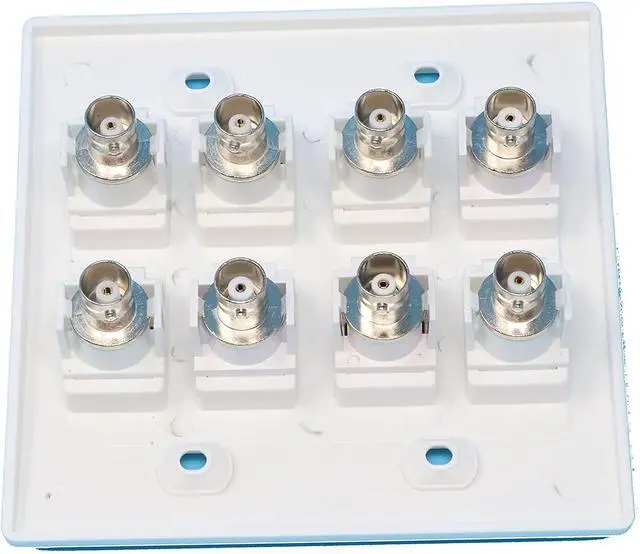 Alt view image 2 of 2 - 8 Port BNC Female/Female HD-SDI Jack Wall Plate - White