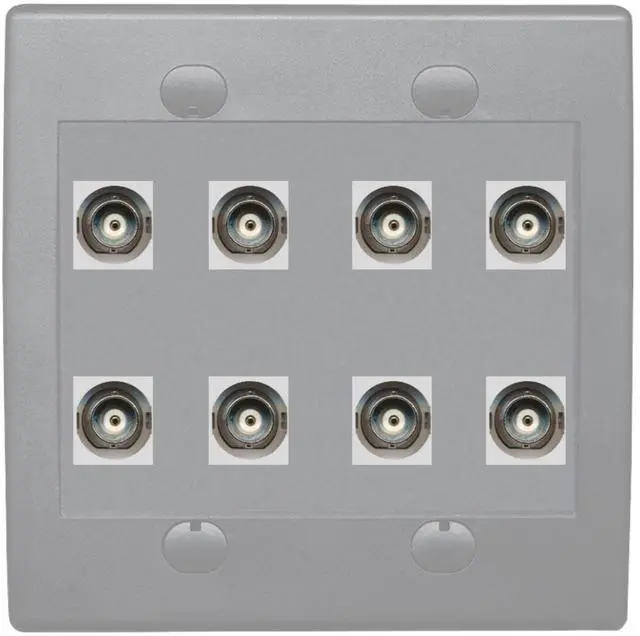 Main image of 8 Port BNC Female/Female HD-SDI Jack Wall Plate - Gray