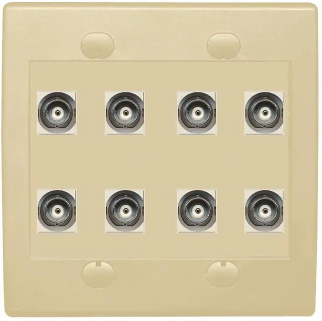 Main image of 8 Port BNC Female/Female HD-SDI Jack Wall Plate - Ivory