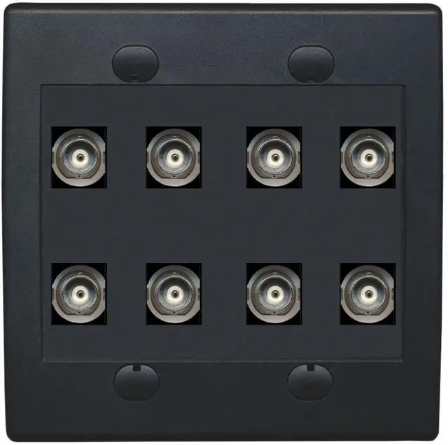 Main image of 8 Port BNC Female/Female HD-SDI Jack Wall Plate - Black