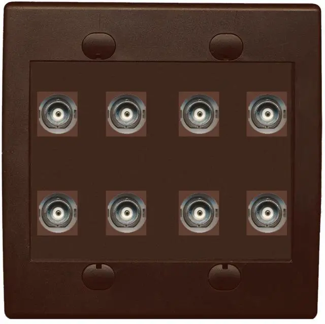 Main image of 8 Port BNC Female/Female HD-SDI Jack Wall Plate - Brown