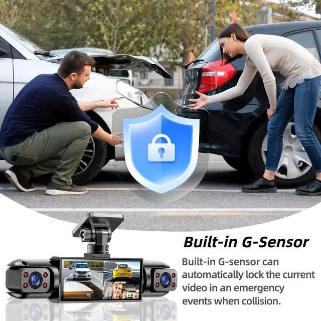 Alt view image 7 of 7 - BCUOZ Dash Cam 4-Camera Full Coverage with Front, Rear, and Interior Cameras, Full HD 1080P Recording, Night Vision, 24-Hour Parking Monitor (4 Lens with 64GB Card)