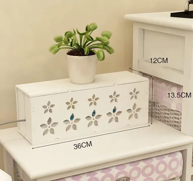Alt view image 2 of 6 - Large Cable Management Box, Cord Organizer Box with Lid for TV Wires, Computer, Router, USB Hub and Under Desk Power Strip 14.17 x 4.72x 5.31 inch
