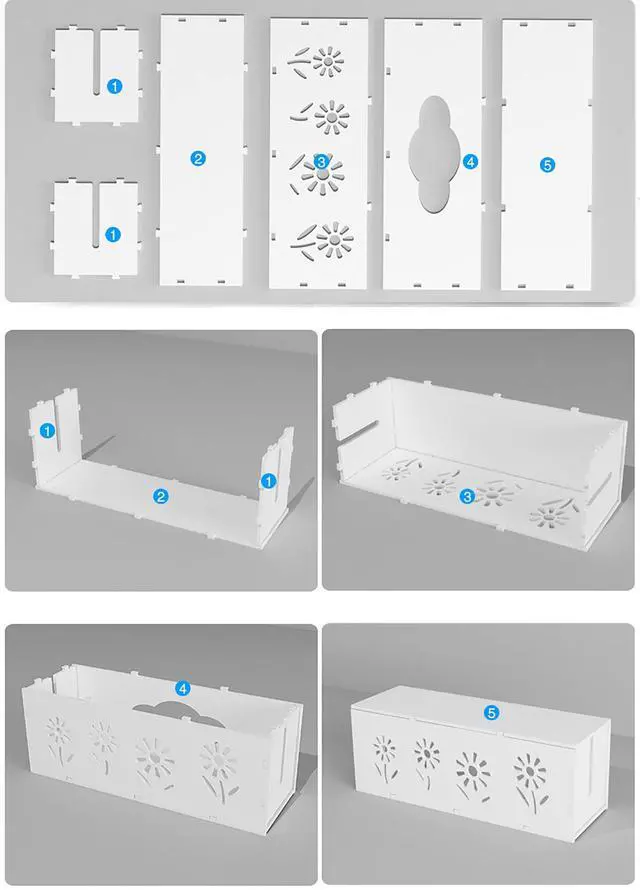 Alt view image 6 of 6 - Large Cable Management Box, Cord Organizer Box with Lid for TV Wires, Computer, Router, USB Hub and Under Desk Power Strip 14.17 x 4.72x 5.31 inch