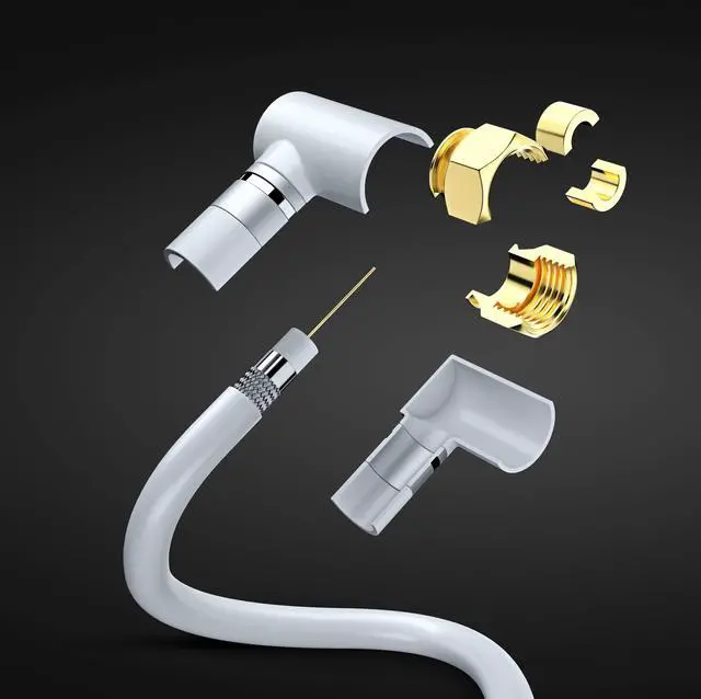 Alt view image 2 of 6 - RG6 COAXIAL Cable with 90-Degree Angled Connector - 200ft / White - Triple Shielded, Non-Oxygen Copper Cable Wire for TV, Internet & More - Flexible Coax Cable Cord