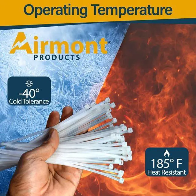 Alt view image 6 of 7 - (250 Pack) 11 Inch White Zip Ties, 50 lb Nylon Cable Ties, UL Listed Self Locking Wire Ties for Electrical Cable Management, Tie Wraps, and Cord Organization