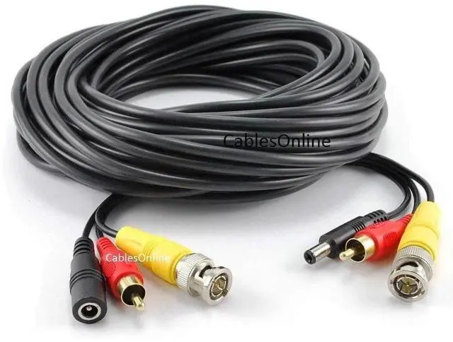 Main image of CablesOnline 50ft RCA(Audio) & BNC(Video) Male to Male Camera Cable w/DC Power (PL-2050)