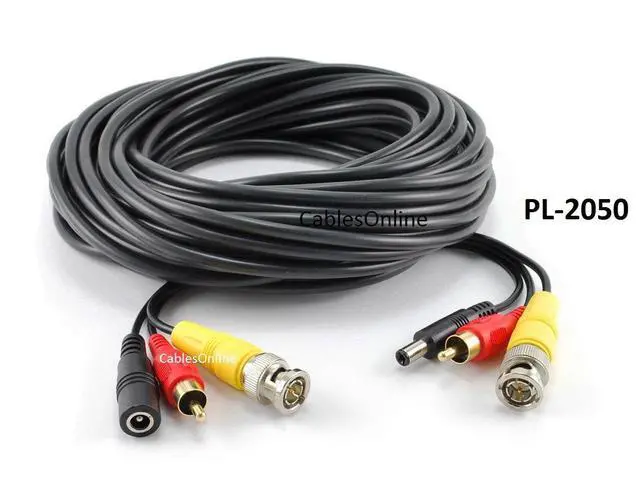 Alt view image 2 of 4 - CablesOnline 50ft RCA(Audio) & BNC(Video) Male to Male Camera Cable w/DC Power (PL-2050)