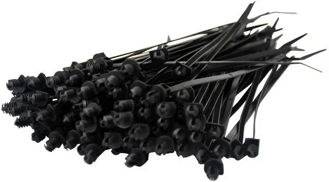 Main image of Pro Tie Fir Tree Push Mount Nylon Cable Ties for Indoor and Outdoor Use |8-Inch, 50 lbs. Tensile Strength, UV Black Nylon, 100-Pack (PN: B8FTPM100)