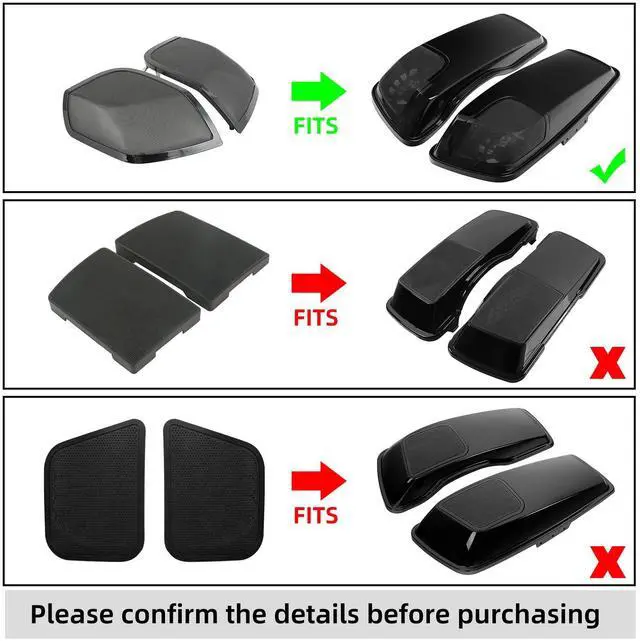Alt view image 5 of 7 - 5x7" Saddlebag Lid Speaker Grill Fit for Harley 2014-2024 Davidson Touring FLT, FLHT, FLHTCU, FLHRC, Road King, Road Glide, Street Glide, Electra Glide, Ultra-Classic
